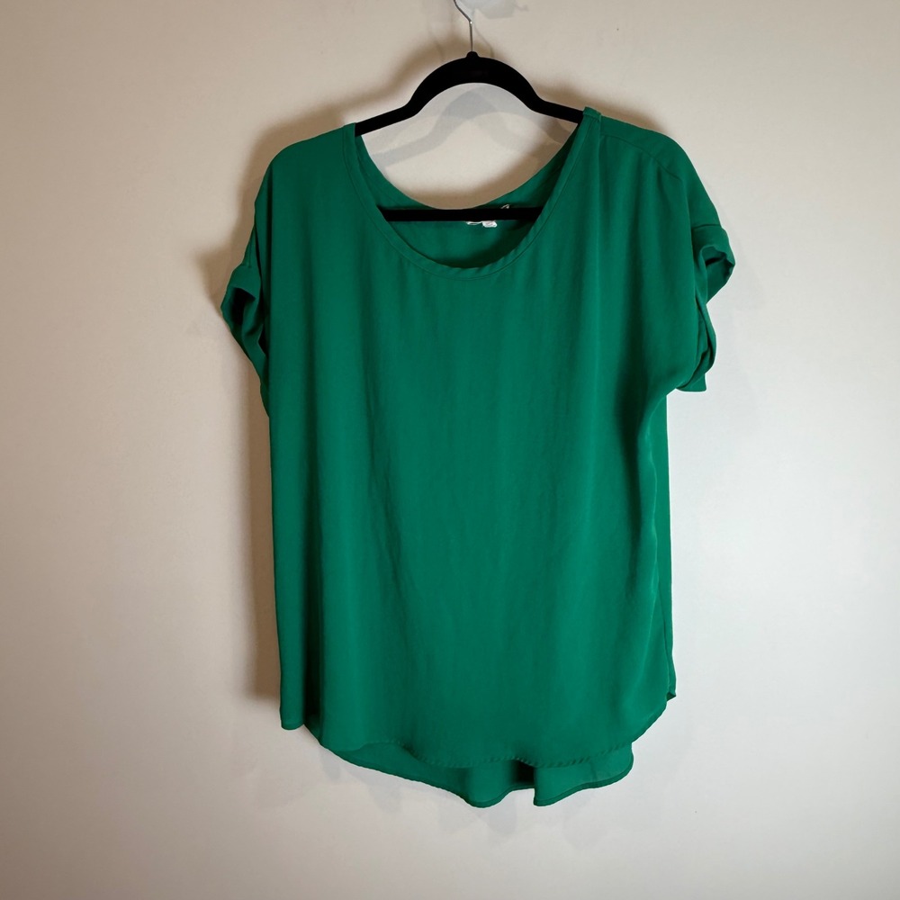 Pleione Green Short Sleeve Tunic Top Women's Size L